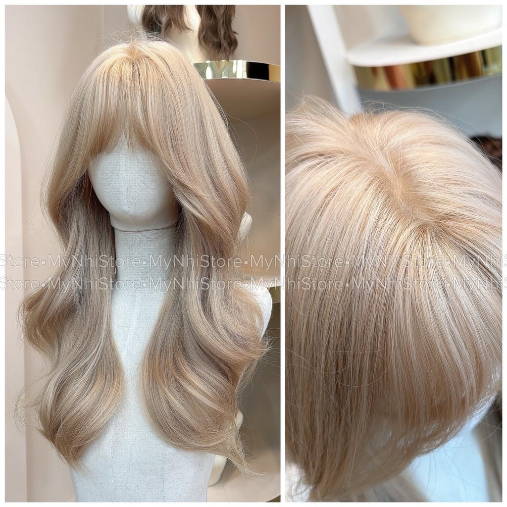 Tóc Giả Nguyên Đầu Dệt Kim CH001 Xoăn Layer Mái Thưa 65cm