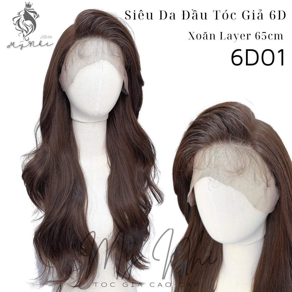 Siêu Da Đầu 6D Tóc Giả Xoăn Layer Dài 65cm 6D01