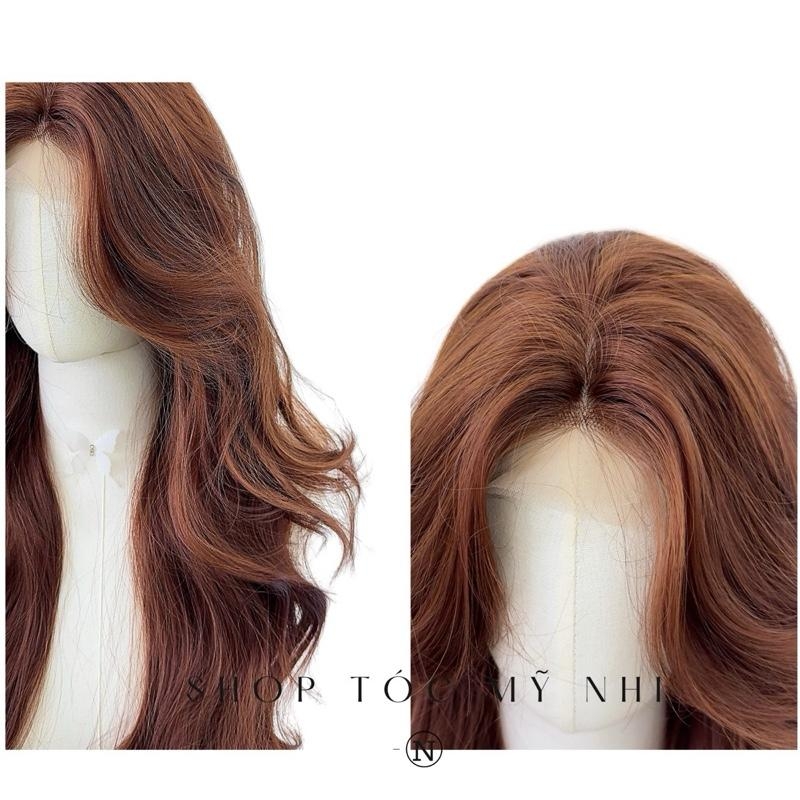 Tóc Giả Mỹ Nhi Xoăn Layer Hai Mái Màu Tóc Nâu Choco x-dk1-0114 Da Đầu Dệt Kim