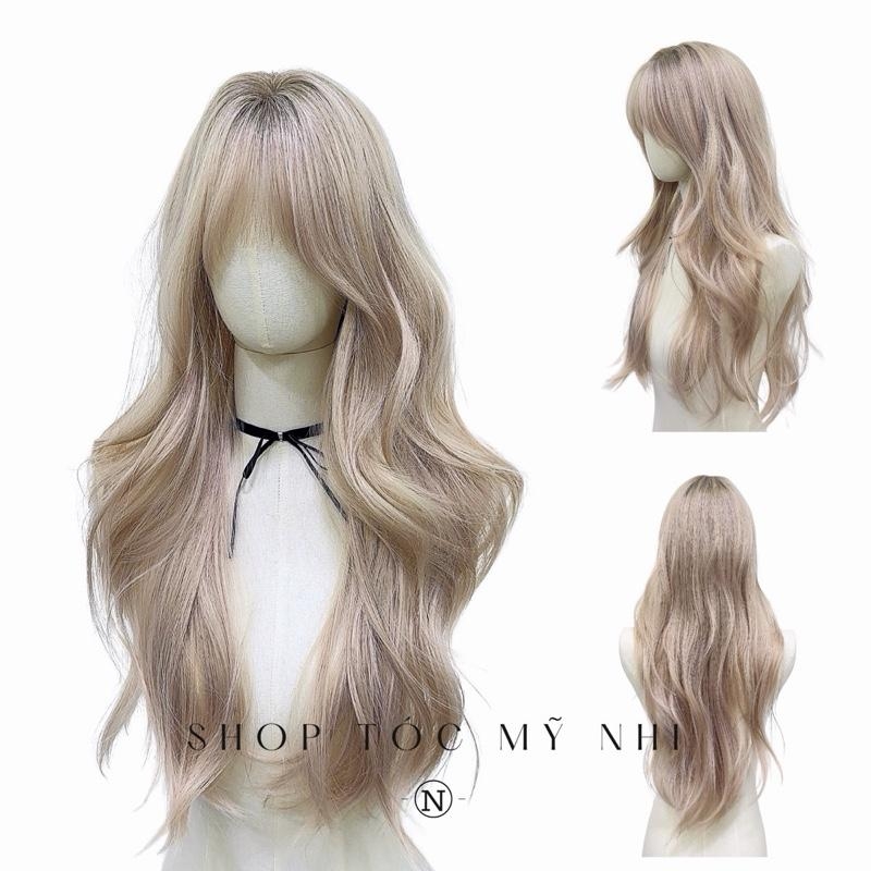 Tóc Giả Mỹ Nhi Mái Thưa Xoăn Layer Dài Màu Tóc Blonde Pink x-dk-1018 Da Đầu Dệt Kim (rẻ ngôi được)