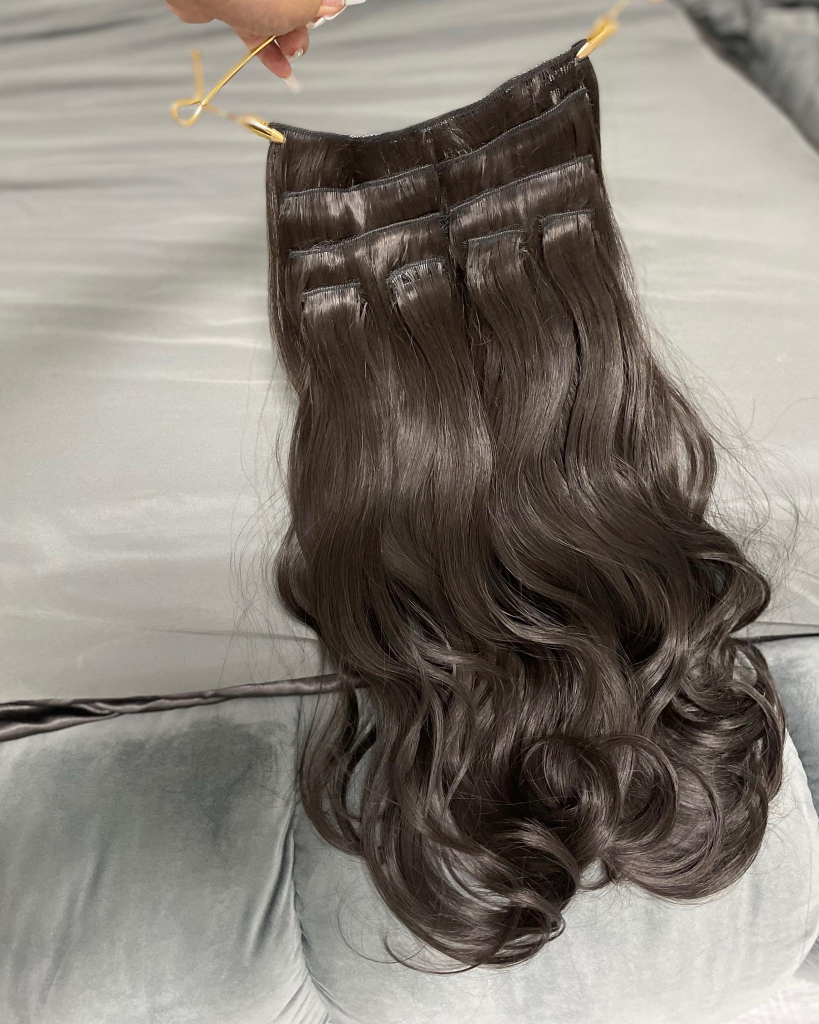 Set 9 dãy kẹp xoăn đuôi lơi Phụ nữ Tóc giả Dệt Tiện ích mở rộng