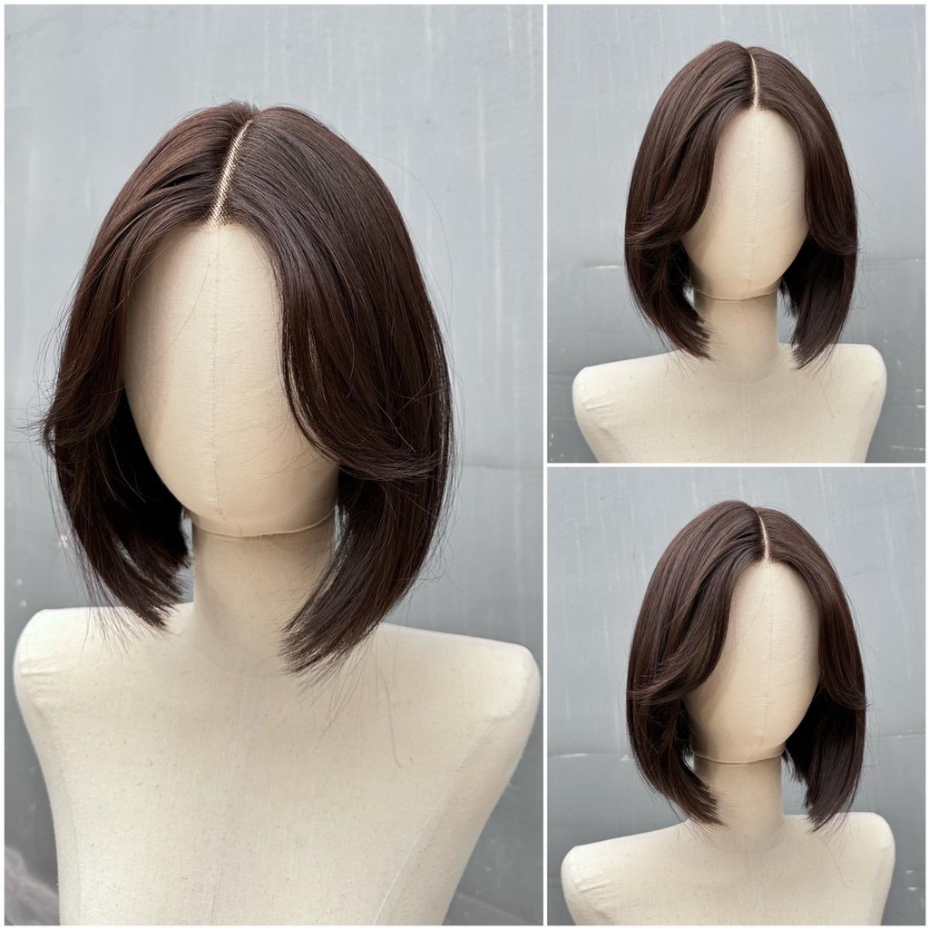Tóc Giả Hai Mái Siêu Da Thẳng Ngắn cc07 (kèm dưỡng + lược + lưới + keo dán)