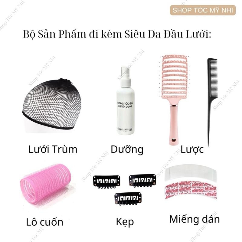 Tóc Giả Mỹ Nhi Da Đầu Lưới T CC21 Cúp Thẳng Layer dài 60cm