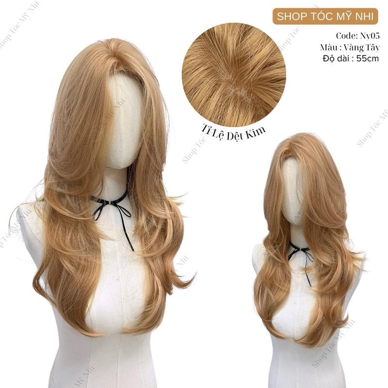 Tóc Giả Mỹ Nhi Nguyên Đầu Tỉ Lệ Dệt Kim Huscut Cúp NY05 55cm Wig