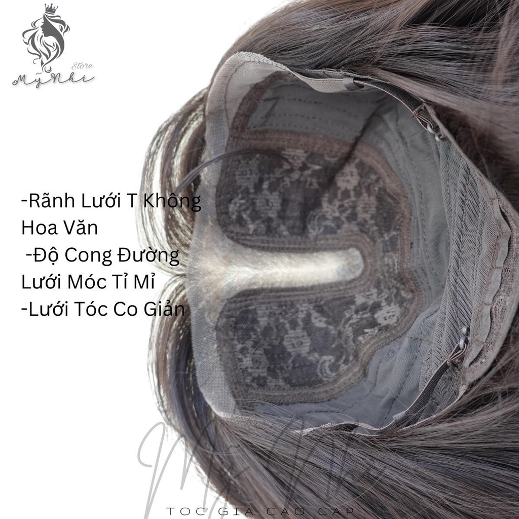 Siêu Da Đầu Tóc Giả Lưới Chữ T Mái Thưa CC16 Xoăn Layer 50cm (kèm dưỡng + lược + lưới + miếng dán)