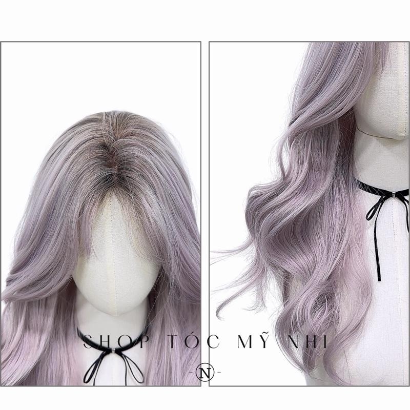 Tóc Giả Mỹ Nhi Mái Bay Xoăn Layer Màu Tóc Tím Ombre (Purple Ombre) x-dk2-0302 Da Đầu Dệt Kim (rẻ ngôi được)