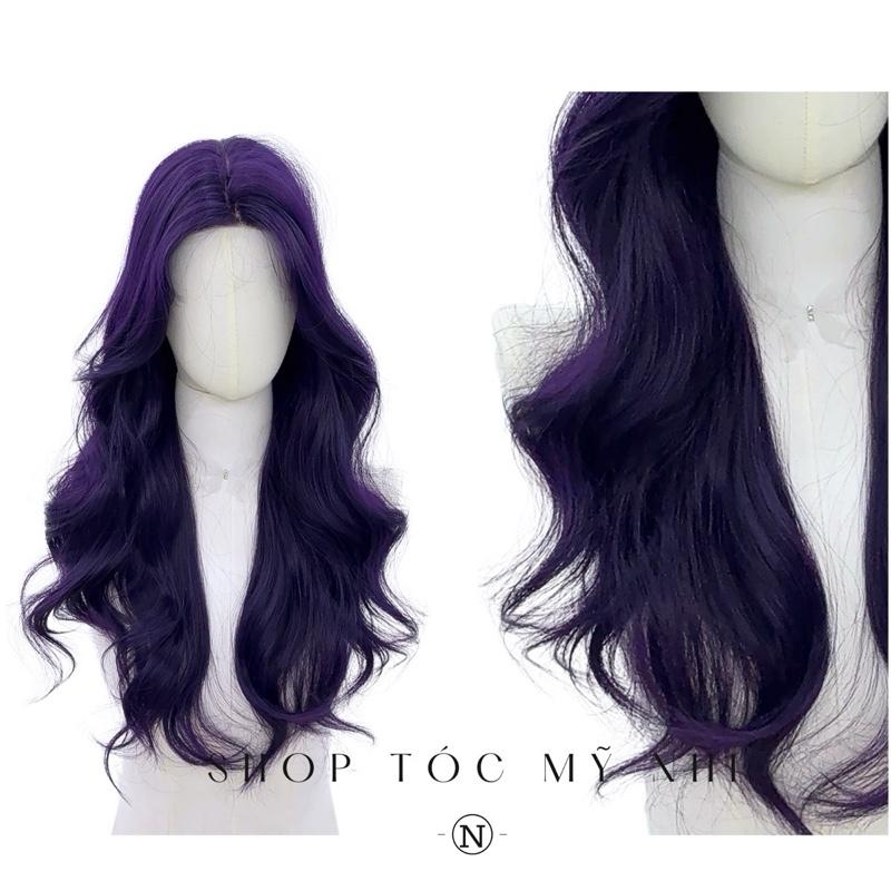 Tóc Giả Mỹ Nhi Xoăn Layer Hai Mái Màu Tóc Tím Than x-dk1-0118 Da Đầu Dệt Kim (rẻ ngôi được)