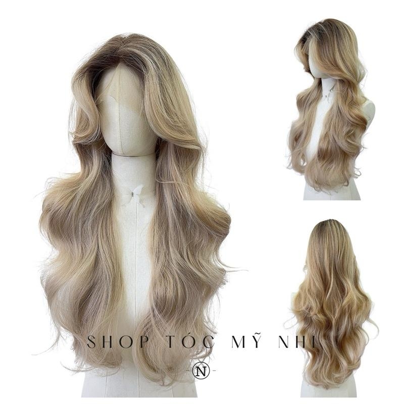 Tóc Giả Mỹ Nhi Bouncy Curl Xoăn Bung Layer Mái Bay Màu Tóc Chân Nâu Khói Sữa X-3D-0203 Da Đầu 3D Kết Hợp ( phân khúc DÁN KEO)