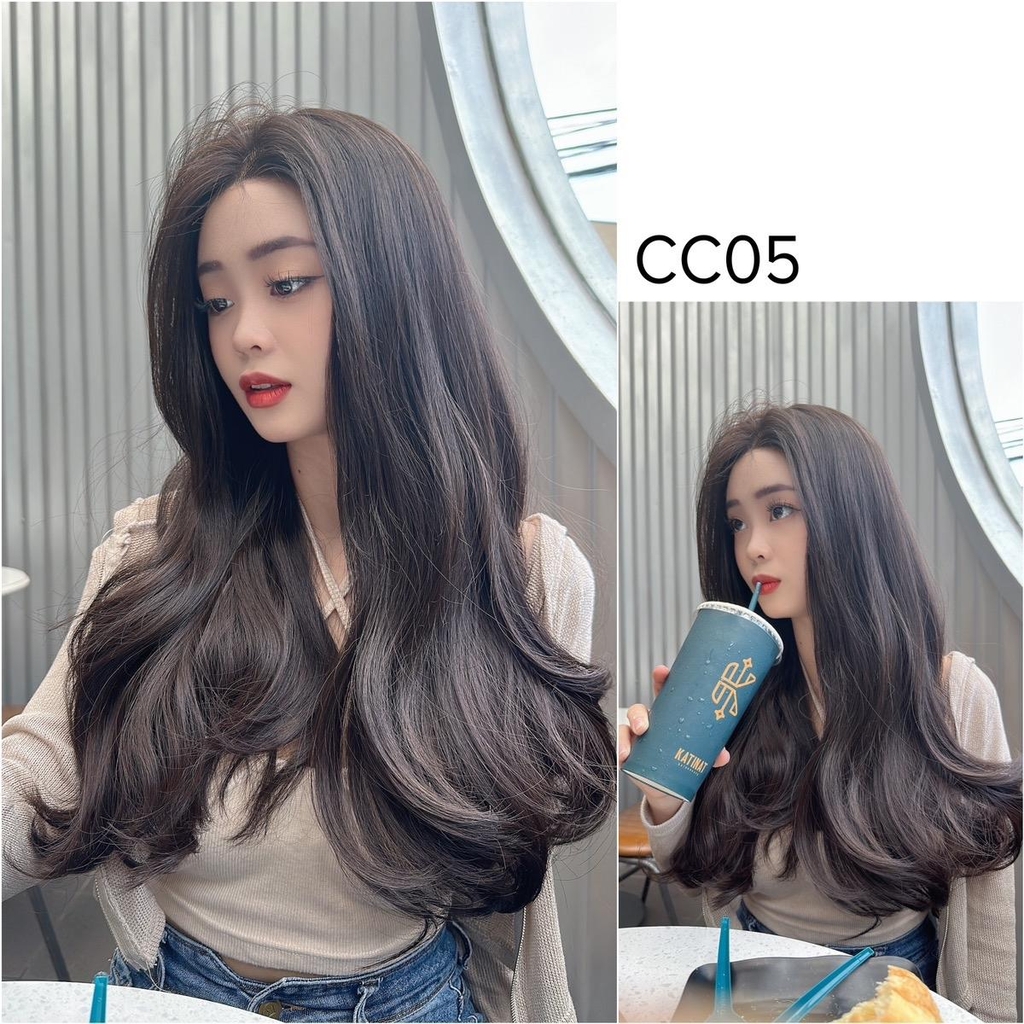 Siêu Da Đầu Tóc Giả CC05 Lưới T Mái Bay Xoăn Nhẹ Lửng (dưỡng + lược + lưới + miếng dán)