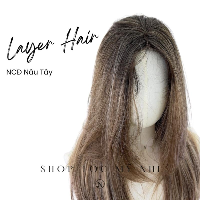 Tóc Giả Mỹ Nhi Cúp Layer Hai Mái Chân Tóc Đen Nhuộm Màu Nâu Tây C-dk1-1001 Da Đầu Dệt Kim