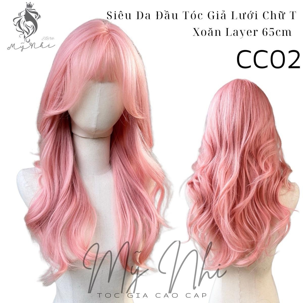 Siêu Da Đầu Tóc Giả CC02 (nhiều màu) Xoăn Sóng Lơi
