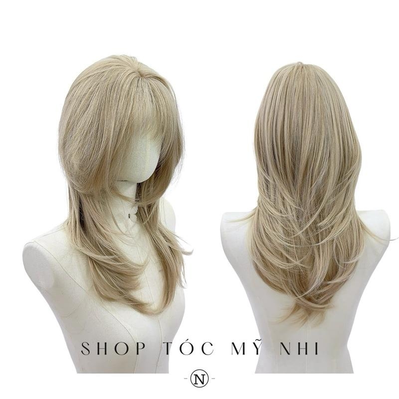 Tóc Giả Mỹ Nhi Hust Cut Mái Thưa Hàn Quốc Màu Tóc Sương Vàng c-dk-1201 Da Đầu Dệt Kim 8% VAT