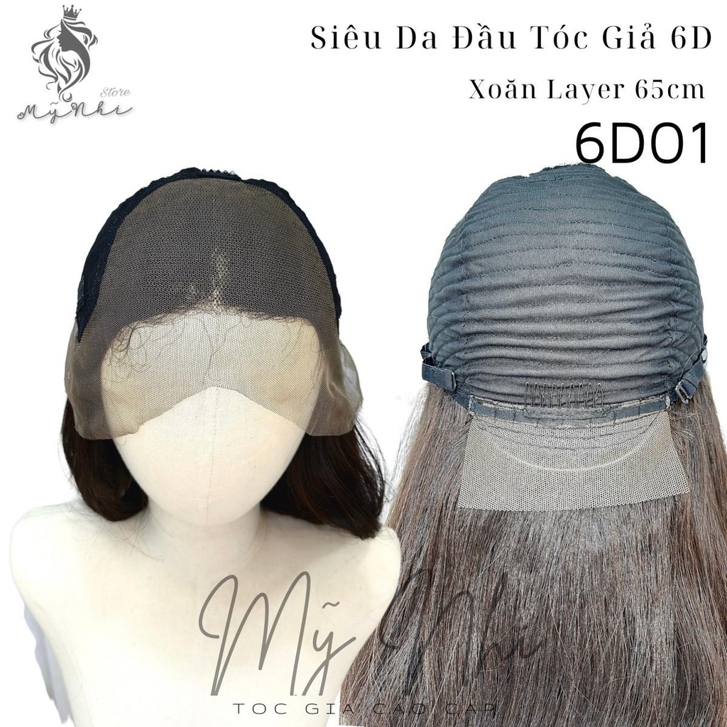 Siêu Da Đầu 6D Tóc Giả Xoăn Layer Dài 65cm 6D01