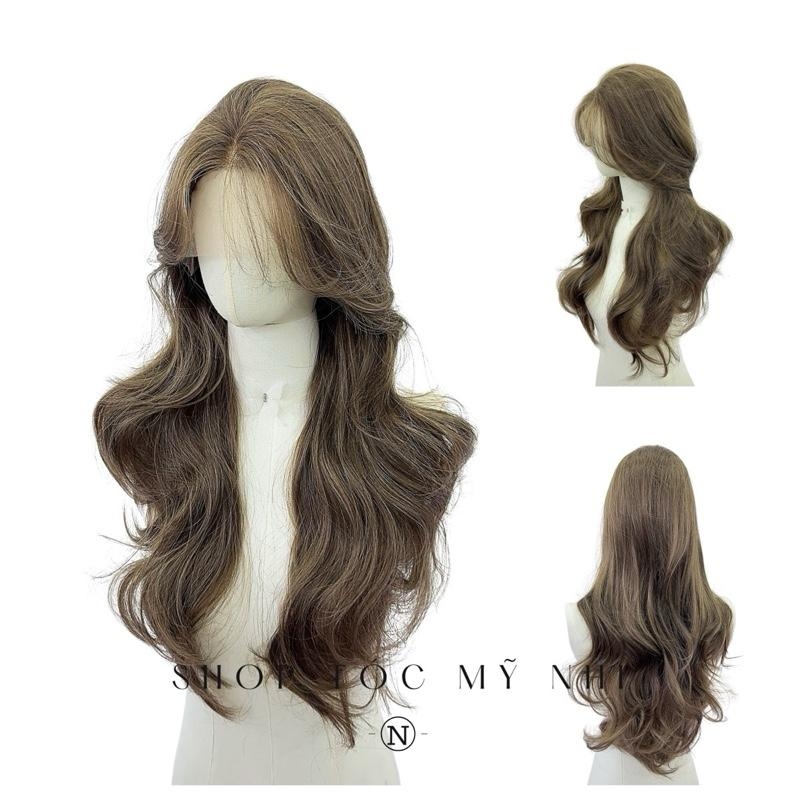 Tóc Giả Mỹ Nhi Xoăn Layer Mái Bay Màu Tóc Rêu Khói x-lt-0101 Da Đầu Lưới Chữ T