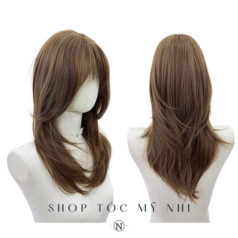 Tóc Giả Mỹ Nhi Hust Cut Mái Thưa Hàn Quốc Màu Tóc Vàng Trà Sữa c-dk-1202 Da Đầu Dệt Kim