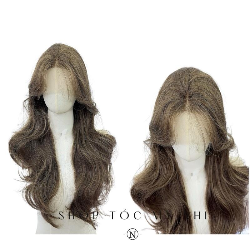 Tóc Giả Mỹ Nhi Xoăn Layer Mái Bay Màu Tóc Rêu Khói x-lt-0101 Da Đầu Lưới Chữ T