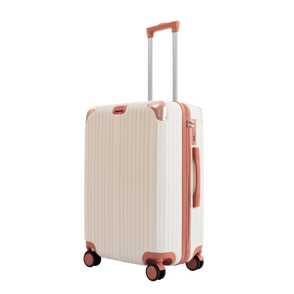 Vali kéo nhựa Bamozo 8809 size 20 inch (S) - Trắng hồng