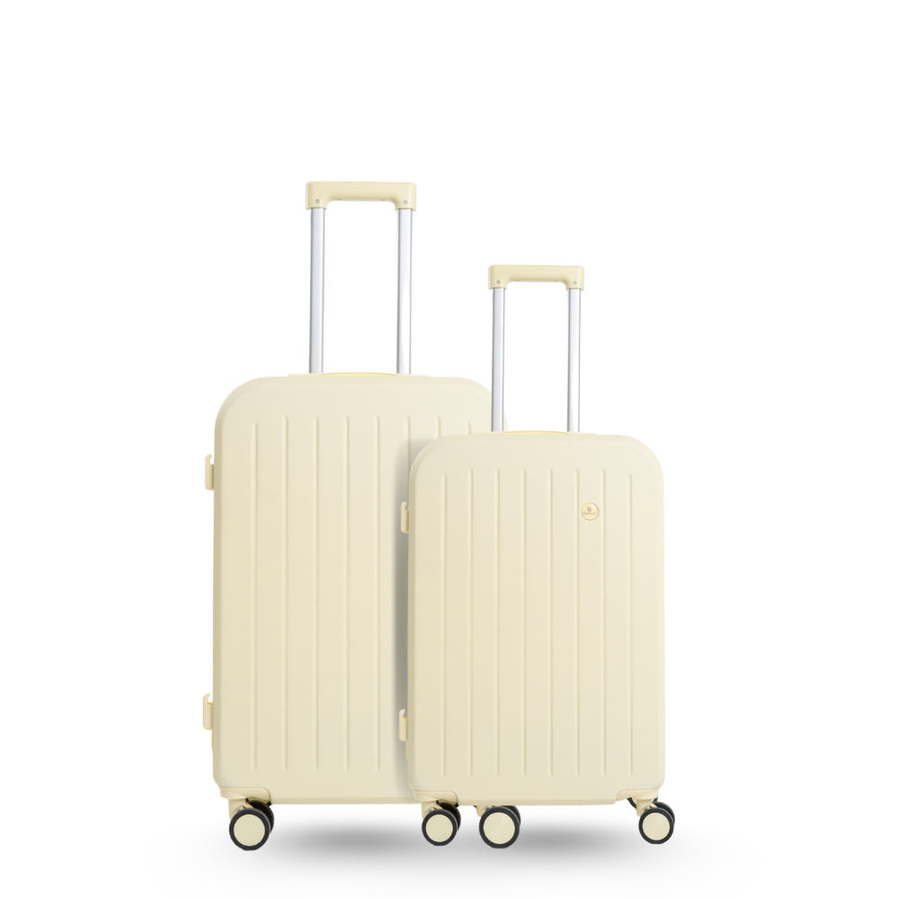 Combo vali khóa kéo 8812 size 20/24 màu vàng nhạt