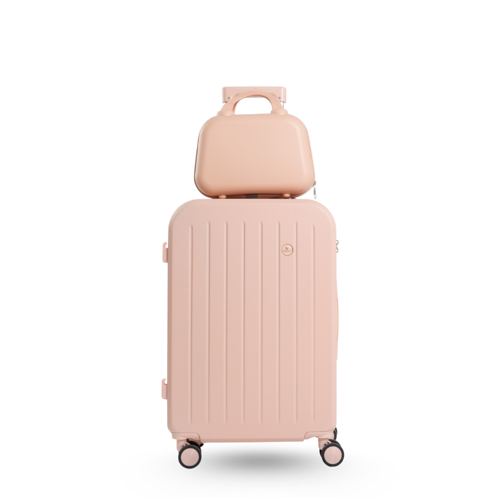 Combo vali kéo du lịch Bamozo 8812 14/20 inch màu hồng nhạt