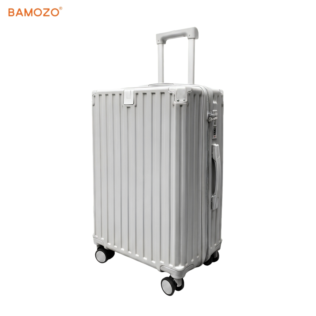 Vali 9066 Lite Bamozo_Khóa Kéo_Nhựa PC_BẠC