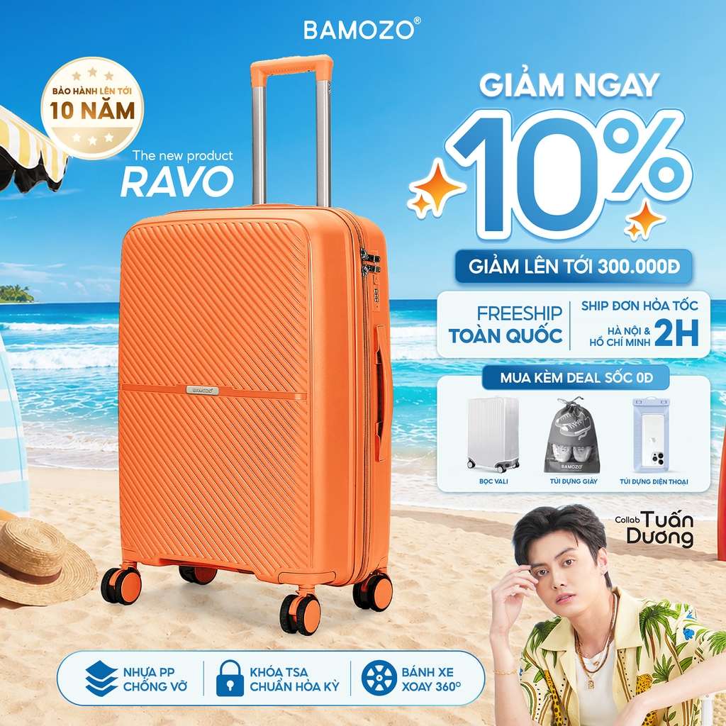 Vali Bamozo RAVO Nhựa PP Siêu Nhẹ - Siêu Bền Size 20/24/28