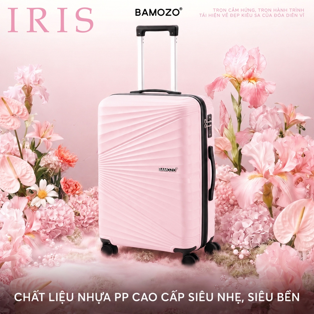 Vali IRIS Bamozo_Nhựa PP_Size 20/24/28_Hồng Anh Đào