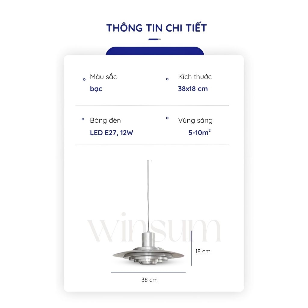 Đèn thả quầy bar, đảo bếp màu bạc hình UFO chao đèn hợp kim nhôm trang trí nhà cửa - DPB01