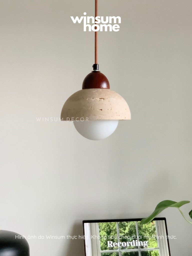 Đèn thả trần đá travertine, đèn thả đầu giường, đèn trang trí quầy bar, đảo bếp - winsum.decor DPA05