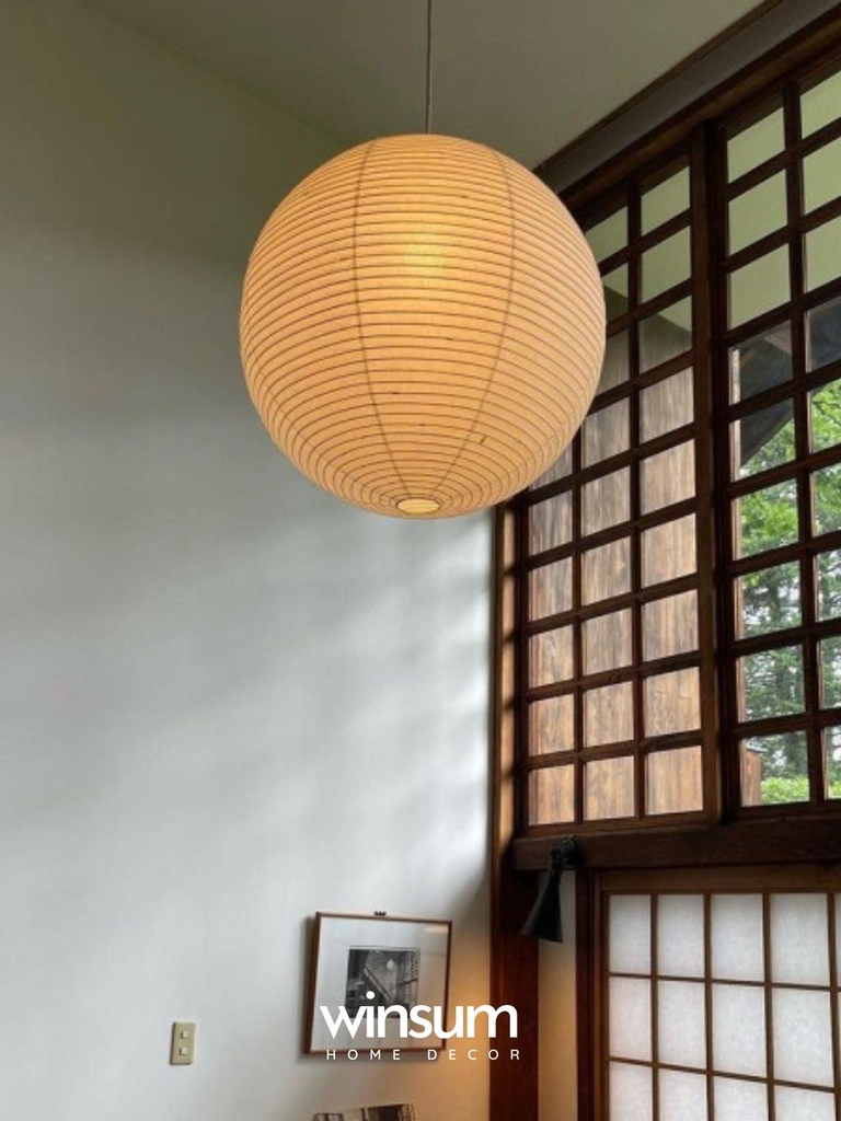 Đèn thả akari Nouguchi, đèn lồng giấy hình tròn phong cách Nhật Bản