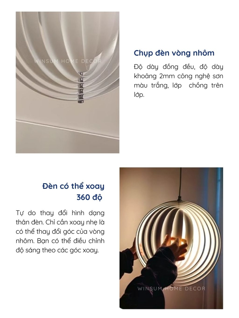 Đèn thả trần Verpan moon, có thể chỉnh dáng 360 độ