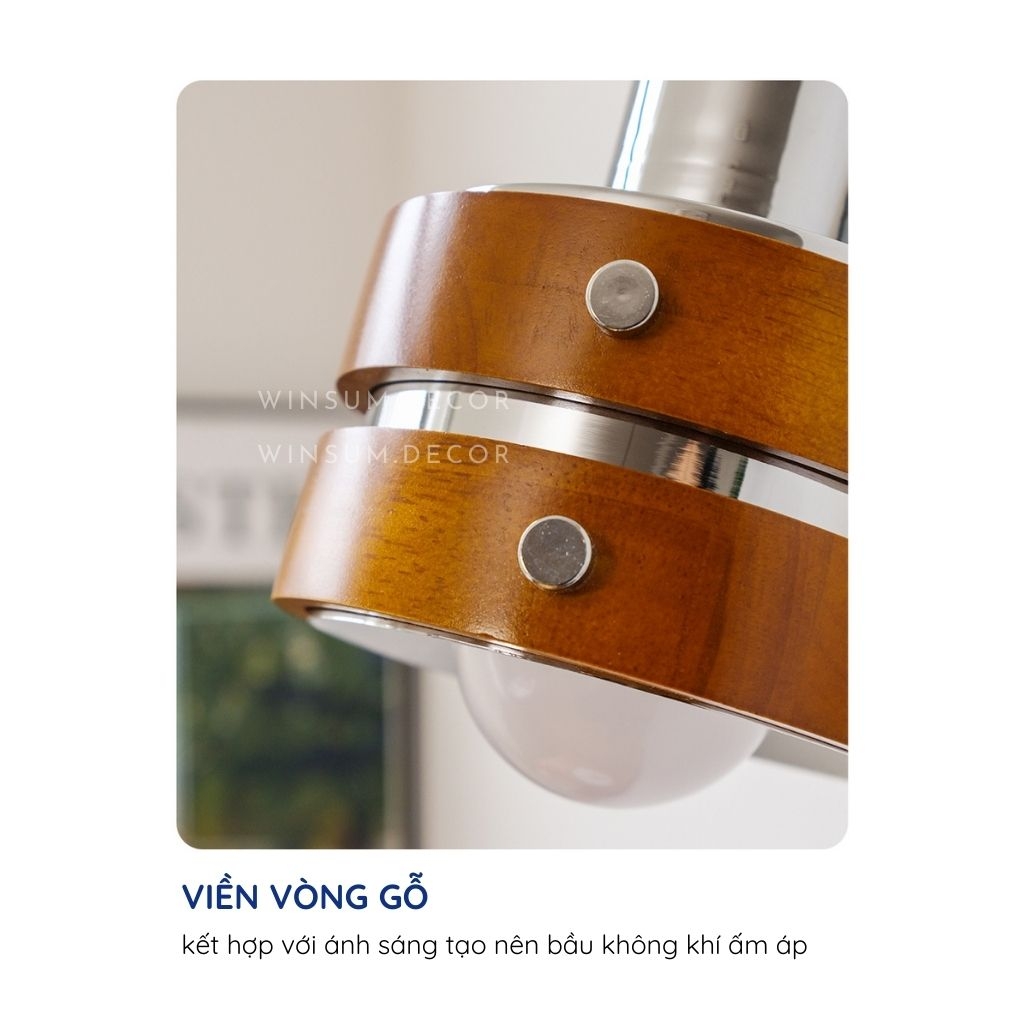 Đèn tường, đèn spot light viền gỗ óc chó có thể xoay 2 bên, đèn gắn đầu giường, lối ra vào - DTB03