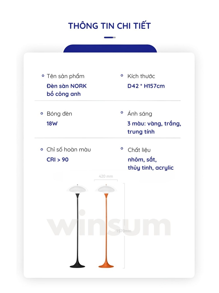 Đèn sàn NORK thủy tinh, cảm hứng hoa bồ công anh