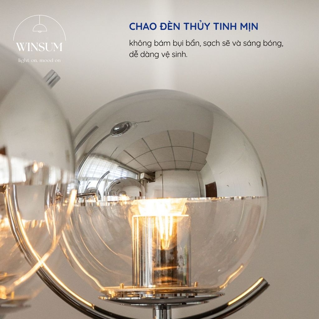 Đèn Chùm Bắc Âu phong cách Bauhaus chụp thủy tinh sang trọng - DCB01