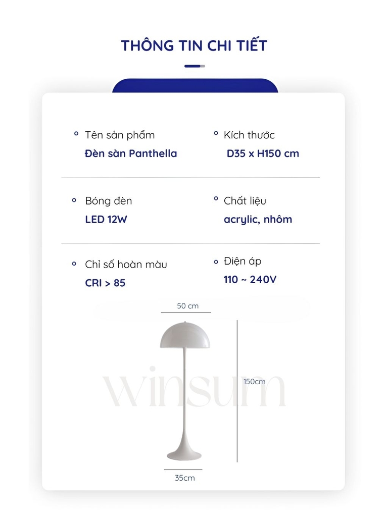 Đèn sàn Panthella hình cây nấm
