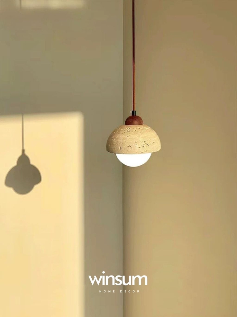 Đèn thả trần đá travertine, đèn thả đầu giường, đèn trang trí quầy bar, đảo bếp - winsum.decor DPA05
