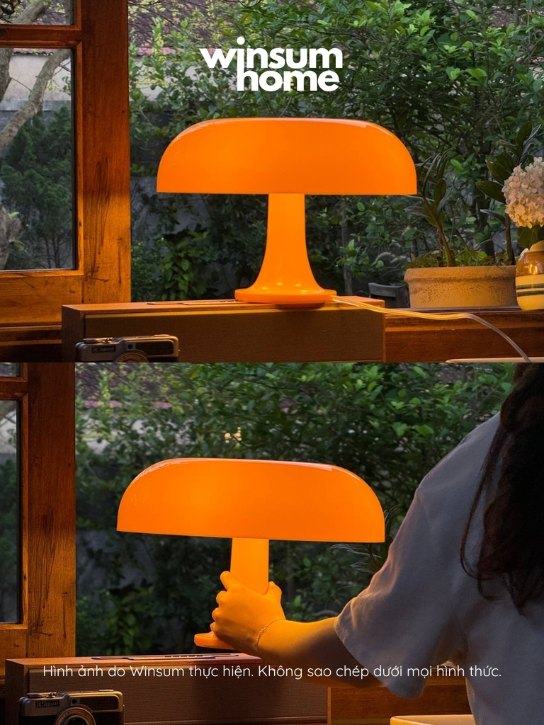 Đèn bàn Nesso màu vàng dáng nấm, đèn bàn trang trí ánh sáng ấm - winsum home