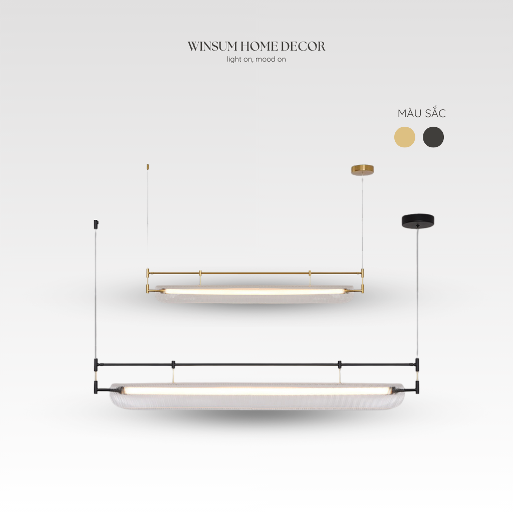 Đèn thả quầy pha chế quán cafe, đèn thanh dài thả bàn ăn led linear khung sắt chụp đèn acrylic - DPB