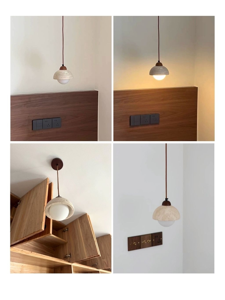 Đèn thả trần đá travertine, đèn thả đầu giường, đèn trang trí quầy bar, đảo bếp - winsum.decor DPA05
