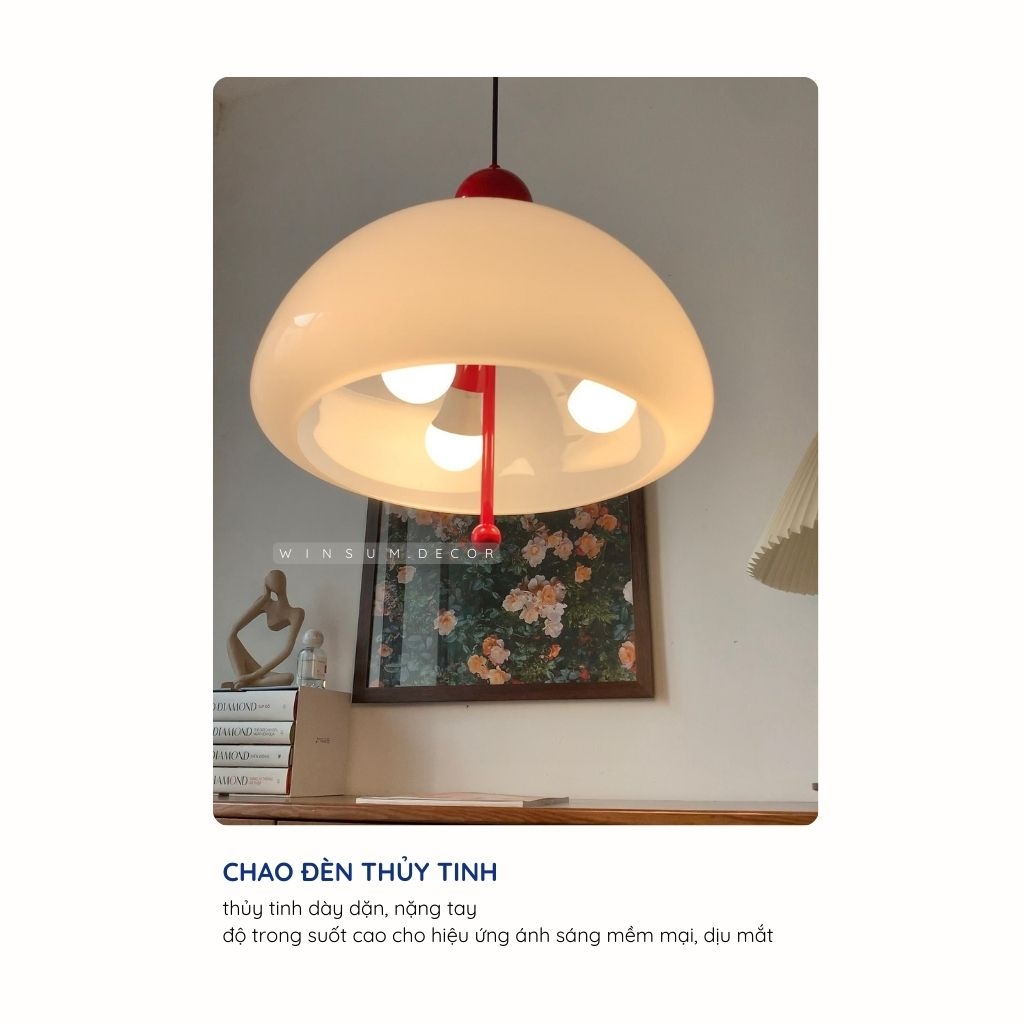 Đèn thả trần Wabi-Sabi thủy tinh hình chuông gió trang trí cửa hàng, quán cafe - DPB02