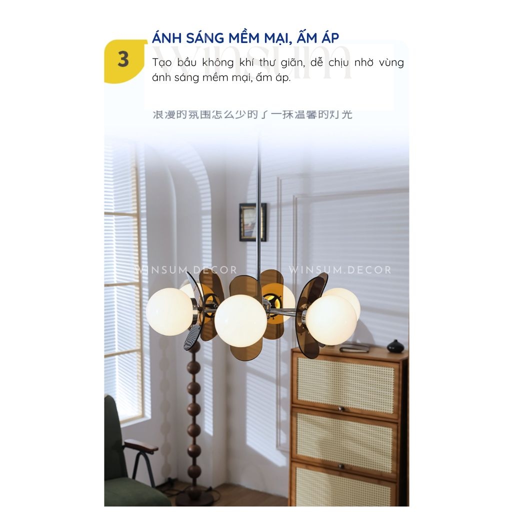 Đèm chùm phòng khách acrylic style Bắc Âu, đèn thả bàn ăn sang trọng - DCB02