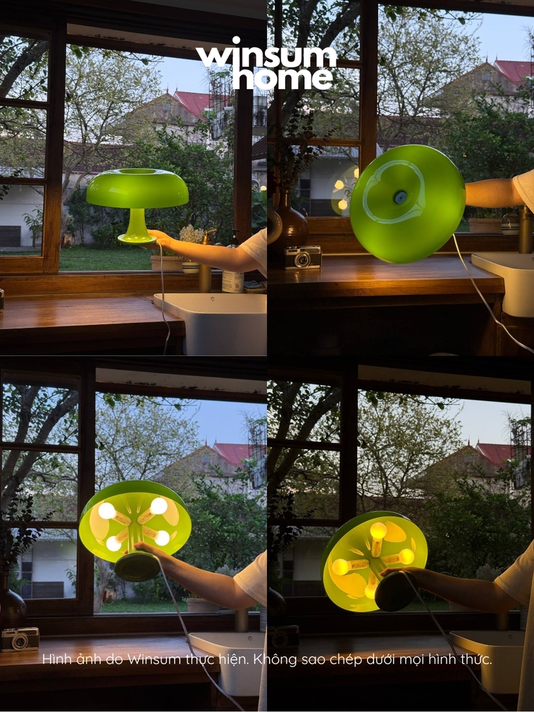 Đèn bàn Nesso màu xanh lá, đèn để bàn dáng nấm trang trí nhà - winsum home