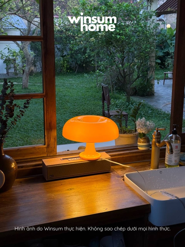 Đèn bàn Nesso màu vàng dáng nấm, đèn bàn trang trí ánh sáng ấm - winsum home