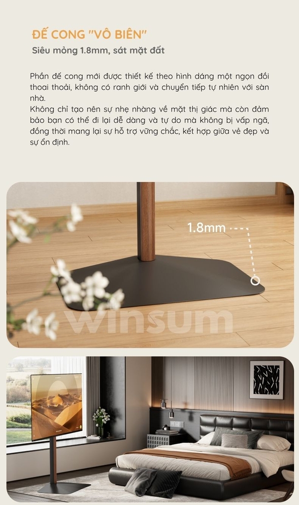 Kệ đứng treo TV Brateck đế kim loại chống nghiêng, tương thích TV 32-85 inch - Winsum Home Decor