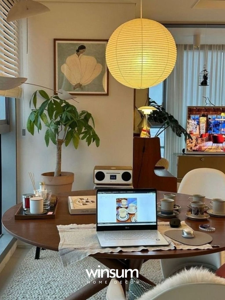Đèn thả akari Nouguchi, đèn lồng giấy hình tròn phong cách Nhật Bản