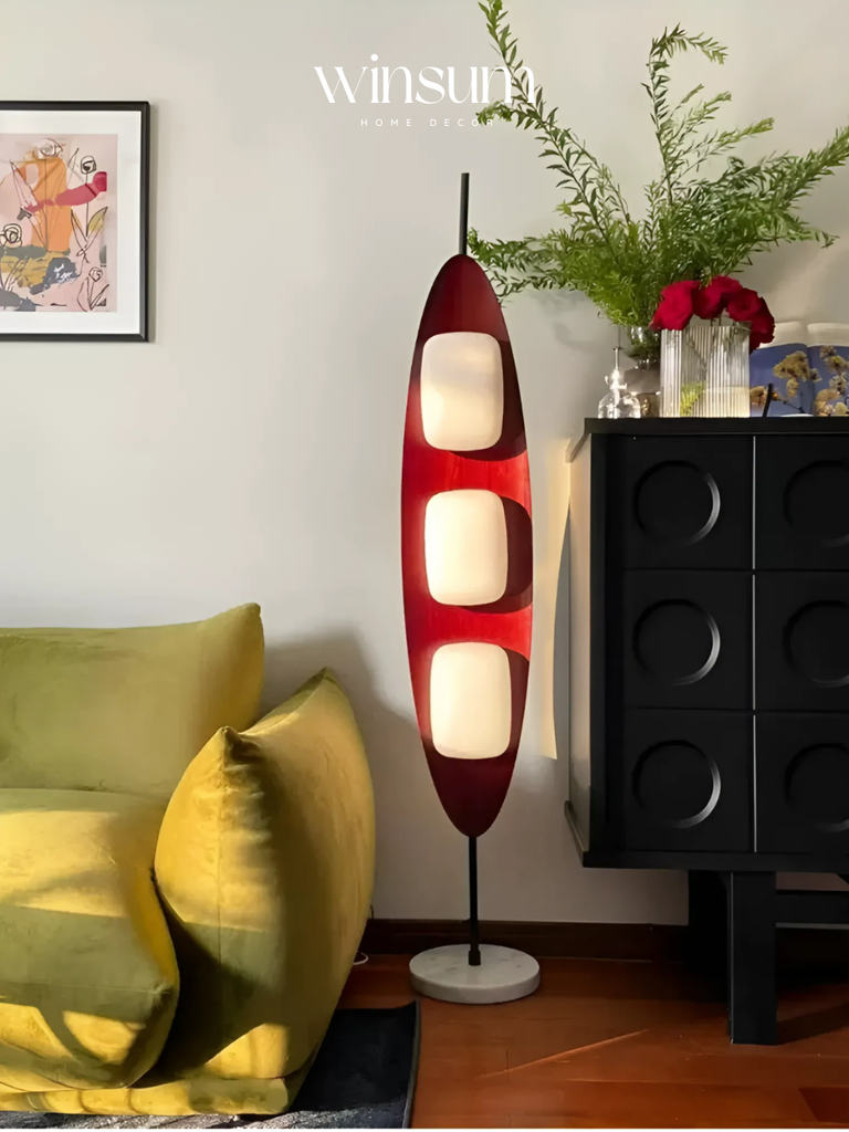 Đèn sàn hình ván lướt sóng, đèn đứng 3 bóng đế bằng đá kiểu cổ điển cao cấp - DSA01