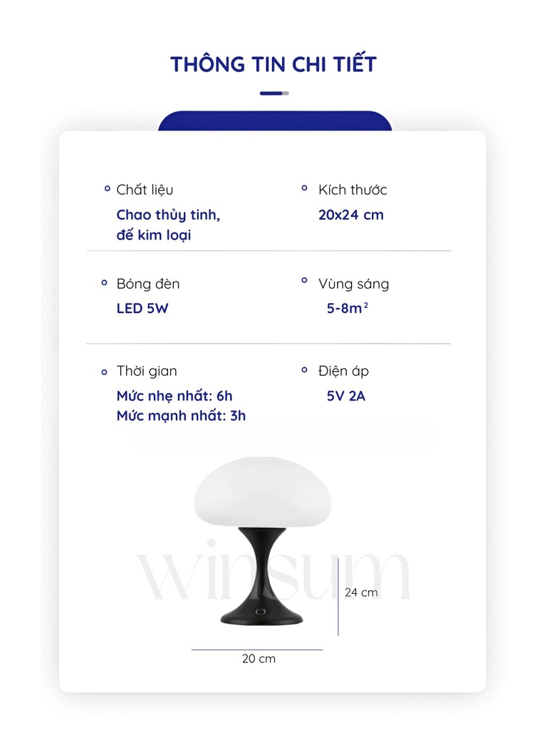 Đèn bàn sạc điện Jelly Fish công tắc cảm ứng thay đổi ánh sáng, đèn trang trí nhà cửa - DBB05