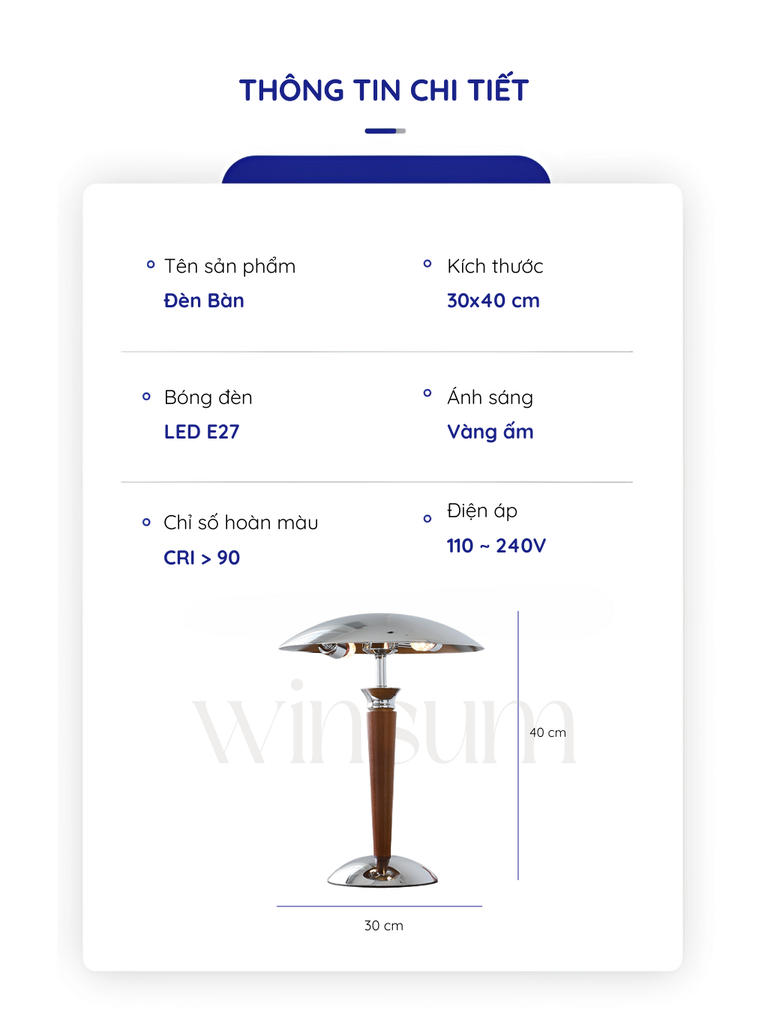 Đèn bàn thân gỗ, chụp đèn kim loại kiểu cổ điển 2 bóng đèn, đèn trang trí bàn làm việc - DBB09
