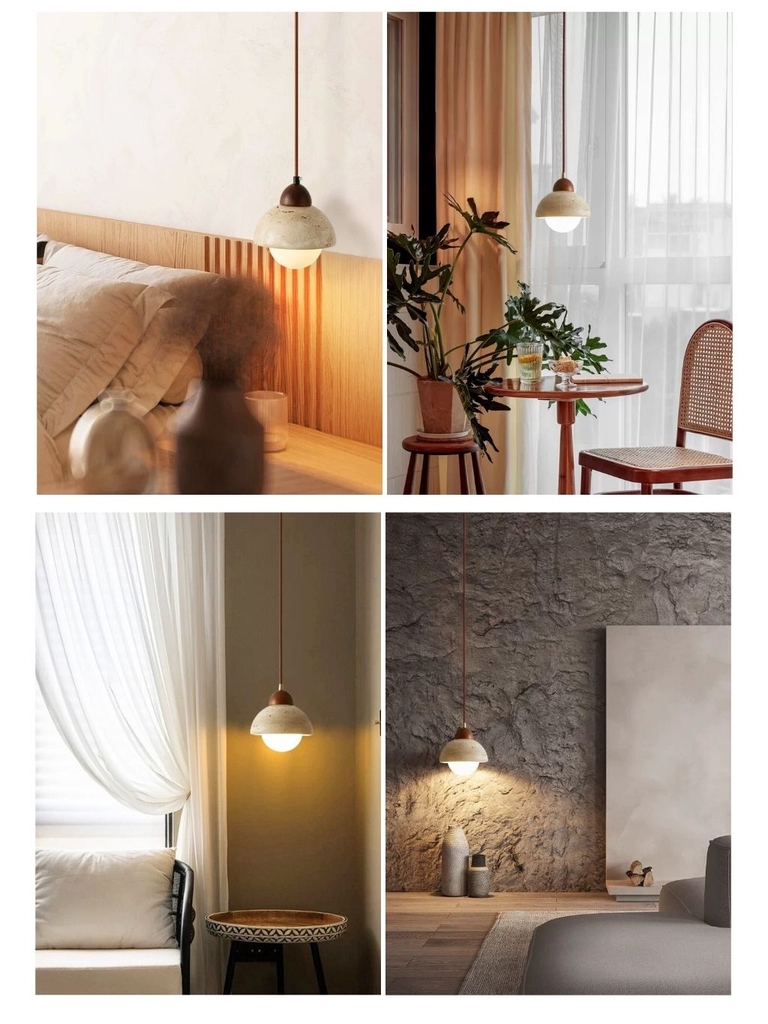 Đèn thả trần đá travertine, đèn thả đầu giường, đèn trang trí quầy bar, đảo bếp - winsum.decor DPA05