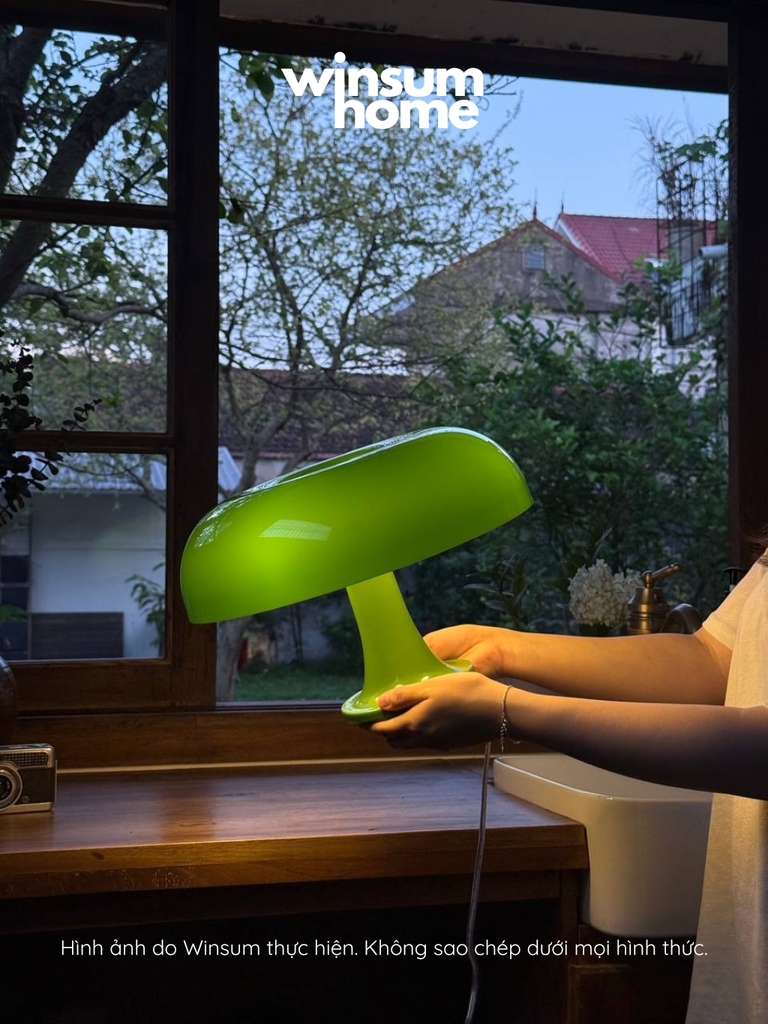 Đèn bàn Nesso màu xanh lá, đèn để bàn dáng nấm trang trí nhà - winsum home