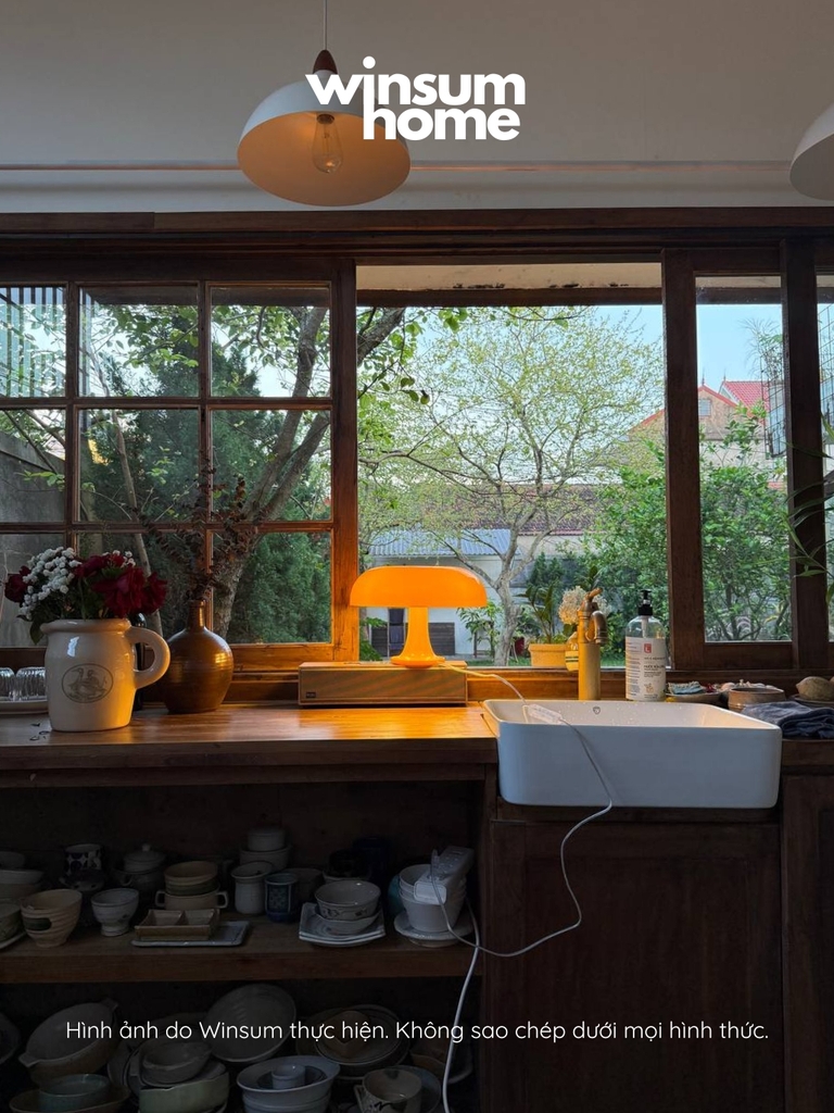 Đèn bàn Nesso màu vàng dáng nấm, đèn bàn trang trí ánh sáng ấm - winsum home